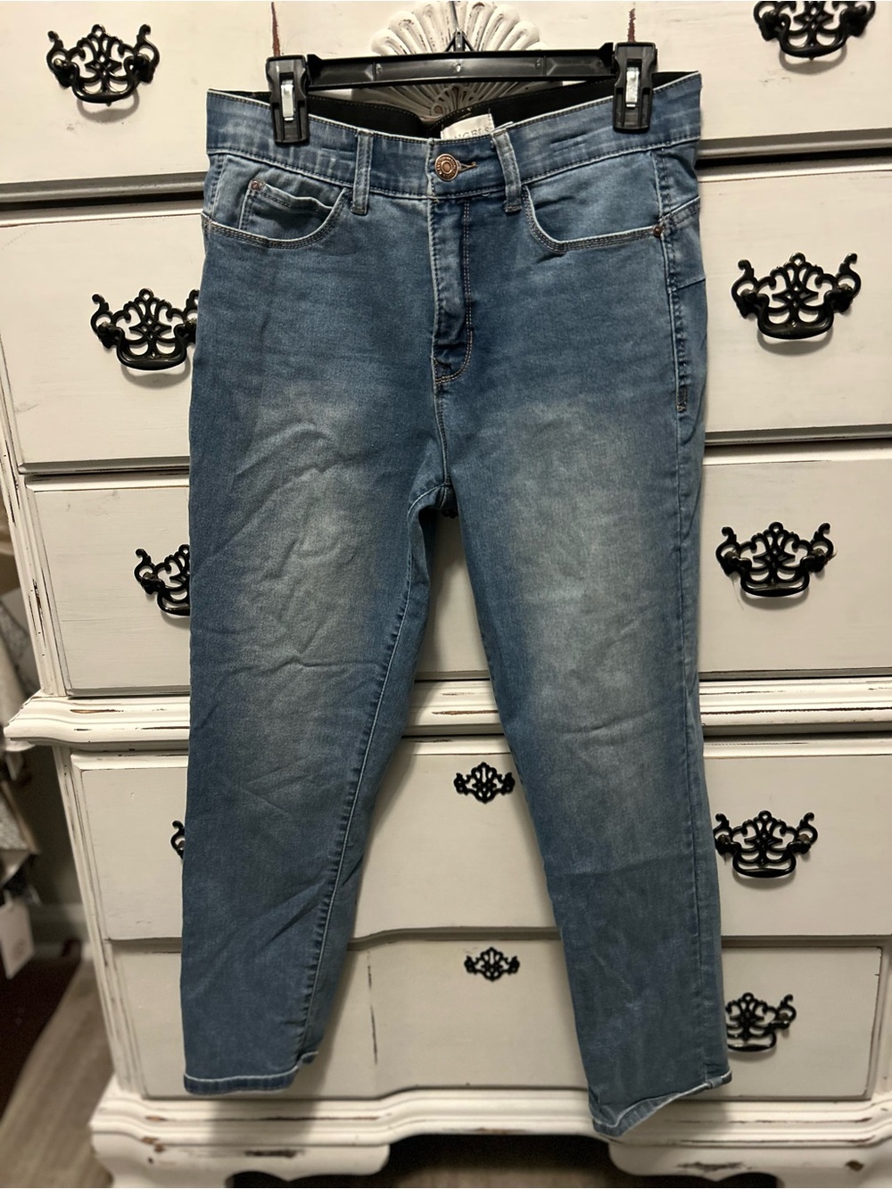 Angels Light Blue Cropped Stretch Jeans